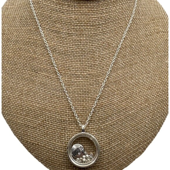 Inspirational Floating Hope Shell Necklace Pendant Charm Round Silver Tone - Picture 4 of 6